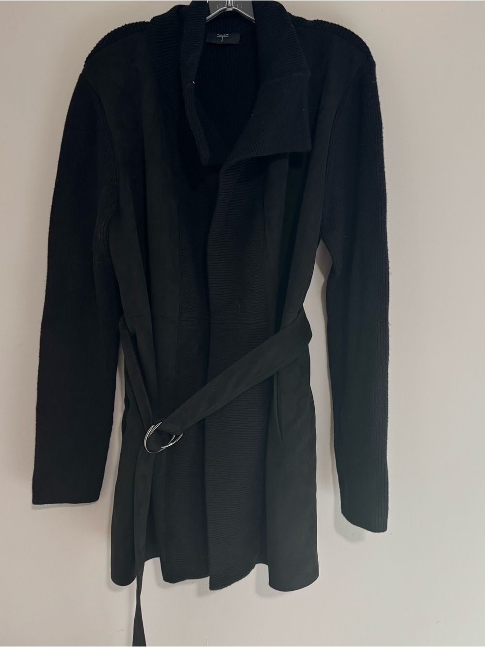 NWT Tahari Black Belted Trench Cardigan Coat